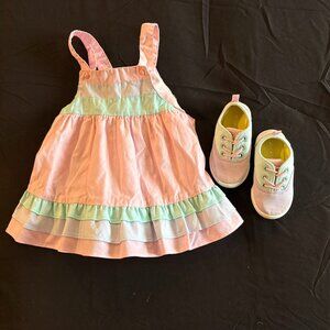 Carters Vintage Dress, size 24 months and Matching Tennis Shoes, size 6